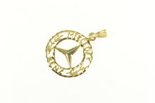 Load image into Gallery viewer, 14K Mercedes Benz Logo Symbol Diamond Cut Charm/Pendant Yellow Gold