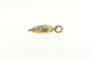 14K Victorian Thistle Forget Me Not Puffy Heart Charm/Pendant Yellow Gold
