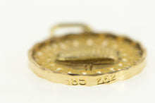 Load image into Gallery viewer, 14K Parthenon Owl Greek Wave Pattern Round Charm/Pendant Yellow Gold