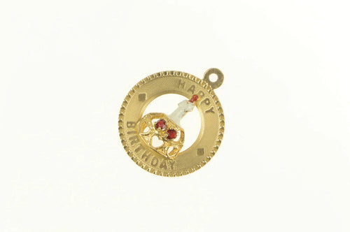 14K 1960's Happy Birthday Enamel Cake Vintage Charm/Pendant Yellow Gold