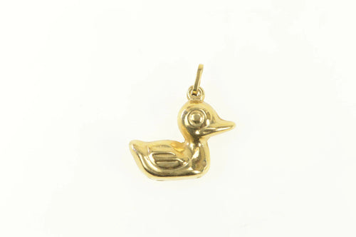 14K 3D Puffy Rubber Ducky Stylized Duck Mallard Charm/Pendant Yellow Gold