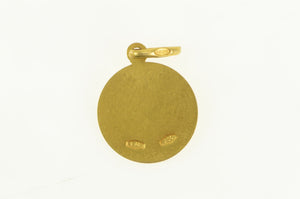 18K Virgin Mary Baby Jesus Biblical Scene Round Charm/Pendant Yellow Gold