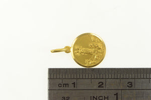 18K Virgin Mary Baby Jesus Biblical Scene Round Charm/Pendant Yellow Gold
