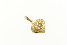 Load image into Gallery viewer, 14K Puffy Lattice Heart Love Symbol Romantic Charm/Pendant Yellow Gold