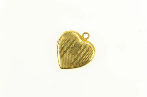 10K Art Deco Heart Photo Picture Locket Charm/Pendant Yellow Gold