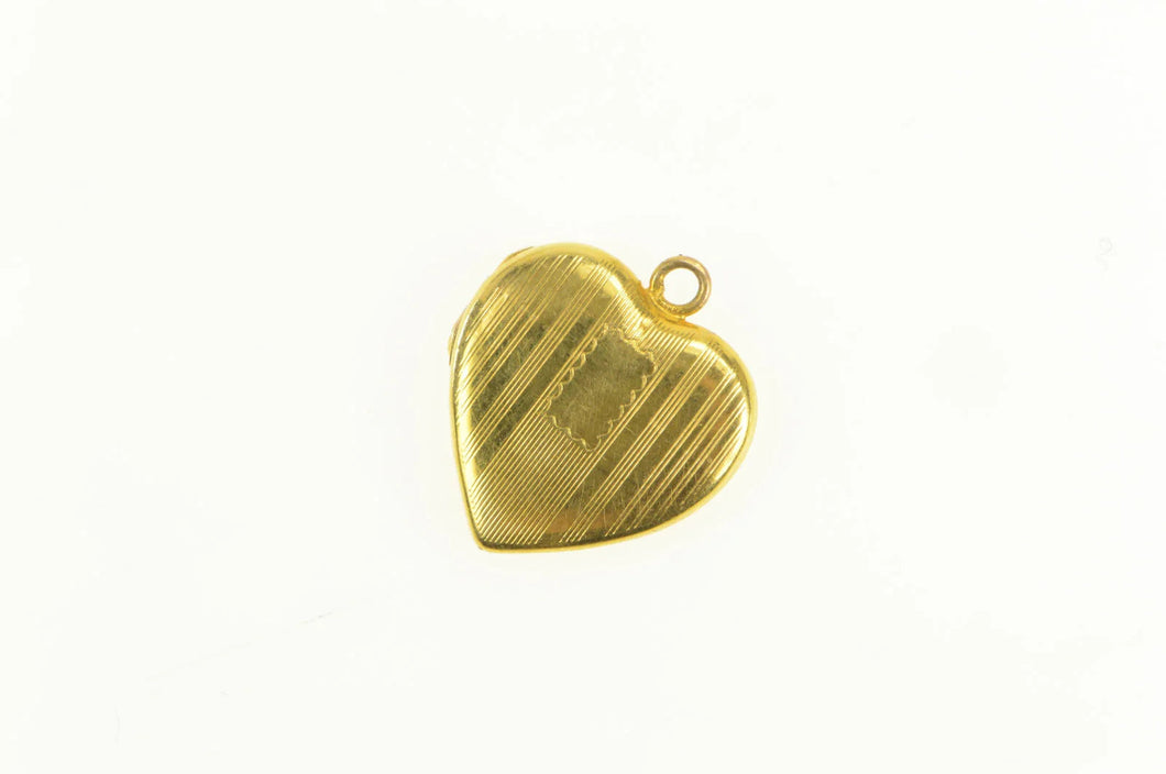10K Art Deco Heart Photo Picture Locket Charm/Pendant Yellow Gold