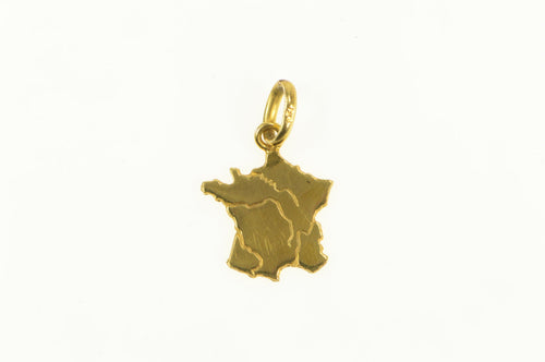 14K France Country Map Geographic Travel Charm/Pendant Yellow Gold