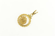Load image into Gallery viewer, 14K Rope Trim Gold Nugget Raw Pebble Capsule Pendant Yellow Gold