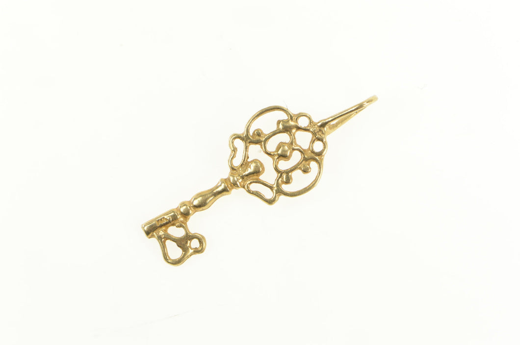 14K Skeleton Key Trust Protection Symbol Charm/Pendant Yellow Gold
