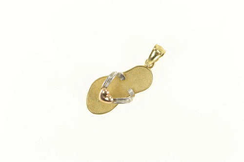 14K 3D Flip Flop Sandal Heart Beach Summer Charm/Pendant Yellow Gold