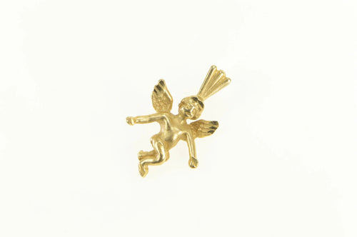 14K 3D Cherub Winged Angel Baby Protection Charm/Pendant Yellow Gold
