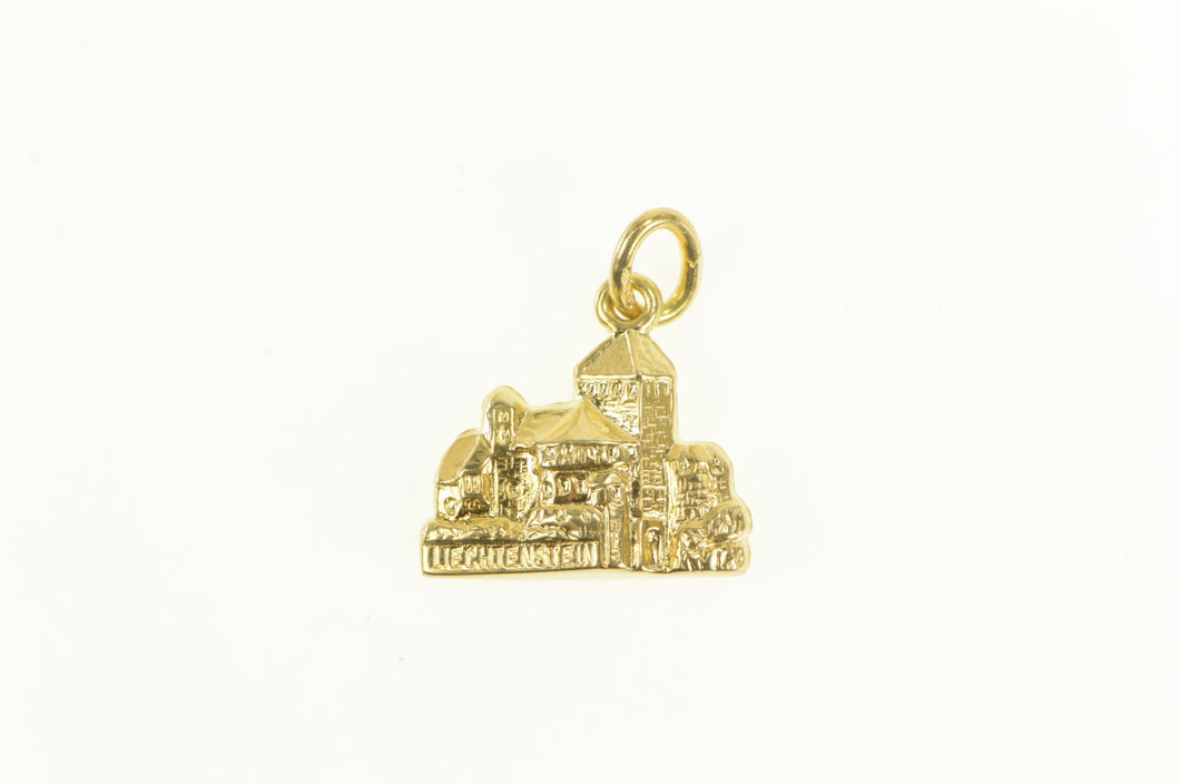 14K 3D Liechtenstein Castle Travel Souvenir Charm/Pendant Yellow Gold