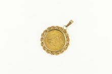 Load image into Gallery viewer, 14K 1945 Dos Pesos Mexican $2 Coin Rope Trim Charm/Pendant Yellow Gold