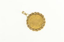 Load image into Gallery viewer, 14K 1945 Dos Pesos Mexican $2 Coin Rope Trim Charm/Pendant Yellow Gold