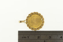 Load image into Gallery viewer, 14K 1945 Dos Pesos Mexican $2 Coin Rope Trim Charm/Pendant Yellow Gold