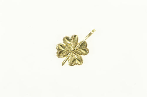 14K Diamond Cut Four Leaf Clover Shamrock Charm/Pendant Yellow Gold
