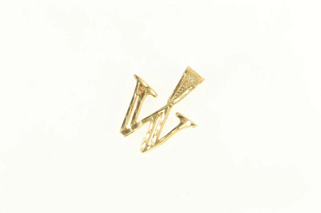 14K W Diamond Cut Letter Initial Monogram Charm/Pendant Yellow Gold