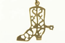 Load image into Gallery viewer, 14K Diamond Cut Filigree Cowboy Boot Spur Charm/Pendant Yellow Gold