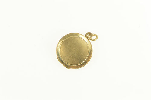 14K Simple Round Photo Picture Vintage Charm/Pendant Yellow Gold