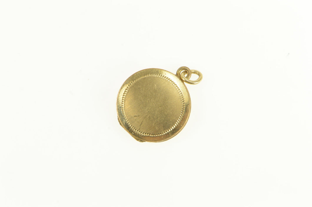 14K Simple Round Photo Picture Vintage Charm/Pendant Yellow Gold