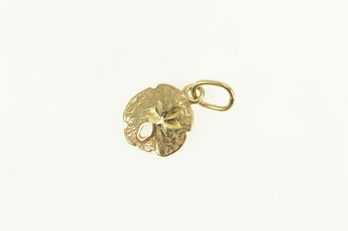 14K Diamond Cut Seashell Sand Dollar Shell Charm/Pendant Yellow Gold