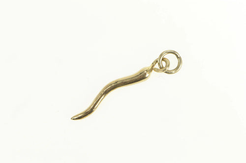 14K 3D Italian Horn Traditional Protection Symbol Charm/Pendant Yellow Gold