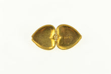 Load image into Gallery viewer, 10K Art Deco Pinstriped Heart Photo Locket Charm/Pendant Yellow Gold