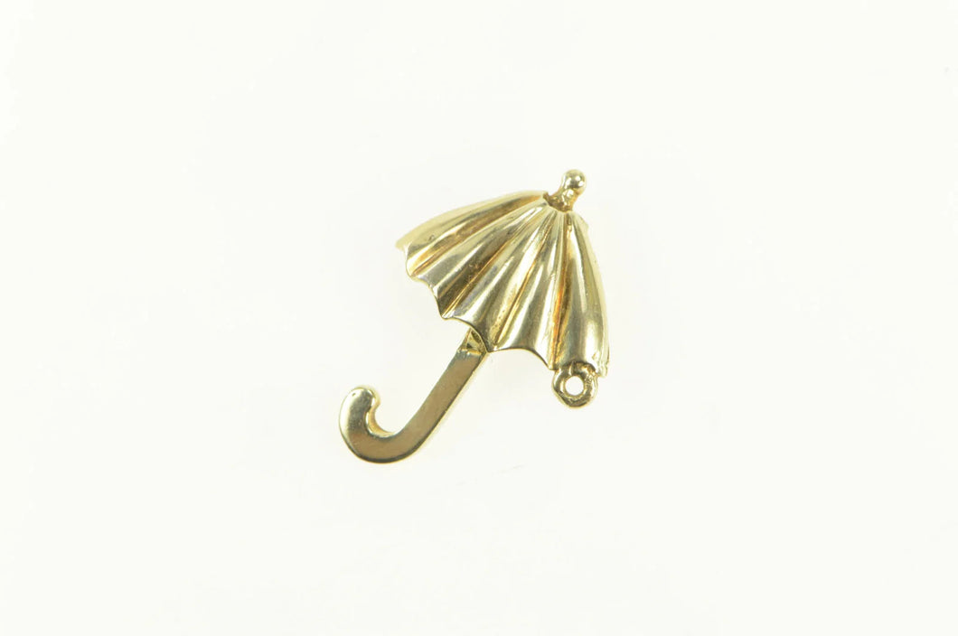 14K Ornate Stylized Umbrella Rain Spring Symbol Charm/Pendant Yellow Gold