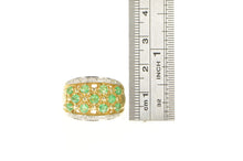 Load image into Gallery viewer, 14K Natural Emerald Diamond Lattice Domed Band Ring Yellow Gold