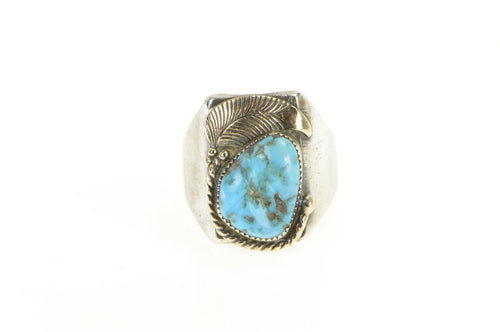 Sterling Silver 14K JM Native American Turquoise Navajo Ring