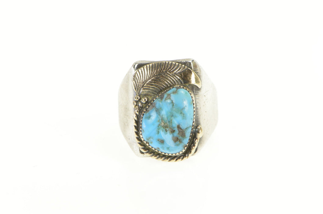 Sterling Silver 14K JM Native American Turquoise Navajo Ring