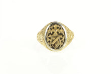 Load image into Gallery viewer, 18K Elaborate Scrollwork Family Crest Emblem Ring Yellow Gold