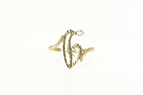 10K Diamond Cut D Letter Initial Monogram Name Ring Yellow Gold