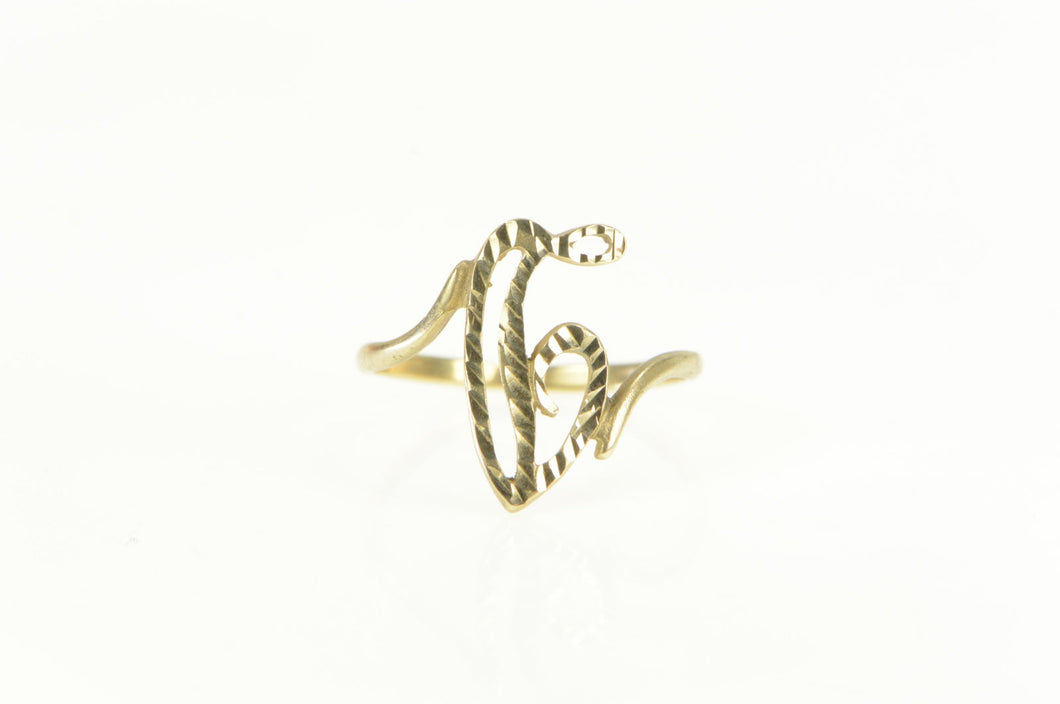 10K Diamond Cut D Letter Initial Monogram Name Ring Yellow Gold