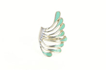 Load image into Gallery viewer, Sterling Silver Southwestern Turquoise Fanned Wavy Statement Ring