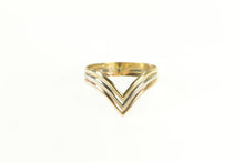 Load image into Gallery viewer, 14K Tri Tone Chevron Layered Stackable Band Ring Yellow Gold