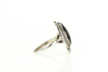 Load image into Gallery viewer, Sterling Silver Black Onyx Southwestern Artisan Leaf Feather Ring