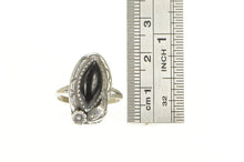 Load image into Gallery viewer, Sterling Silver Black Onyx Southwestern Artisan Leaf Feather Ring