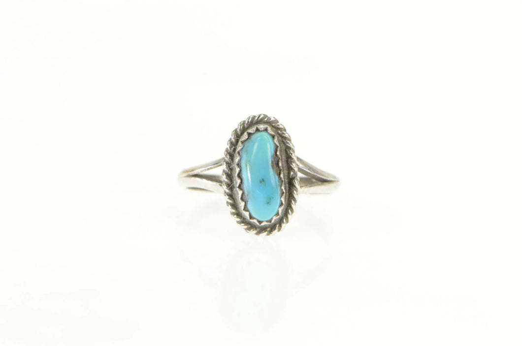 Sterling Silver Oval Turquoise Southwestern Artisan Cabochon Ring