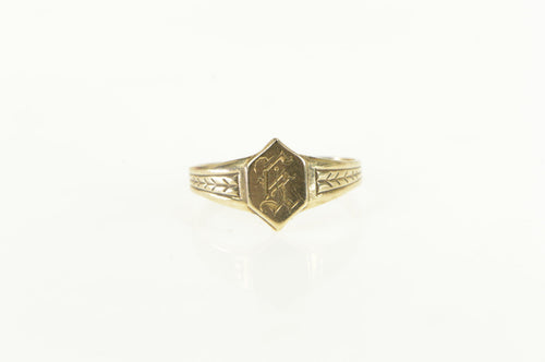 10K Victorian K Initial Monogram Letter Baby Ring Yellow Gold