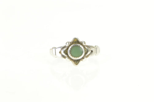 Sterling Silver Round Turquoise Inset Southwestern Artisan Ring