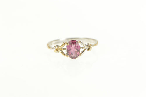 14K Oval Tourmaline Solitaire Classic Vintage Ring Yellow Gold
