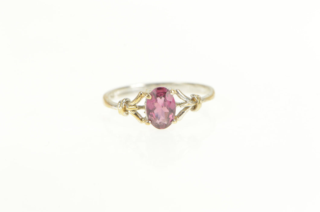 14K Oval Tourmaline Solitaire Classic Vintage Ring Yellow Gold