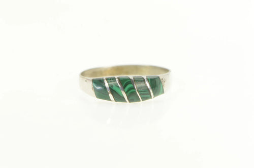 Sterling Silver Malachite Inlay Southwestern Artisan Ring