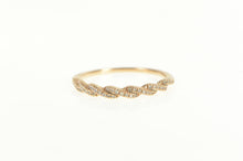 Load image into Gallery viewer, 10K Pave Diamond Twist Stackable Wedding Band Ring Rose Gold