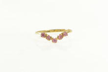 Load image into Gallery viewer, 14K Pink Topaz Chevron Stackable Band Ring Yellow Gold