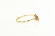 Load image into Gallery viewer, 14K Pink Topaz Chevron Stackable Band Ring Yellow Gold