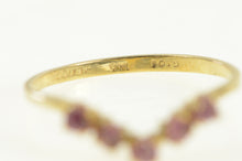 Load image into Gallery viewer, 14K Pink Topaz Chevron Stackable Band Ring Yellow Gold