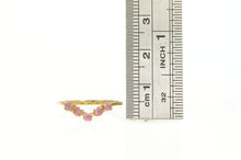 Load image into Gallery viewer, 14K Pink Topaz Chevron Stackable Band Ring Yellow Gold