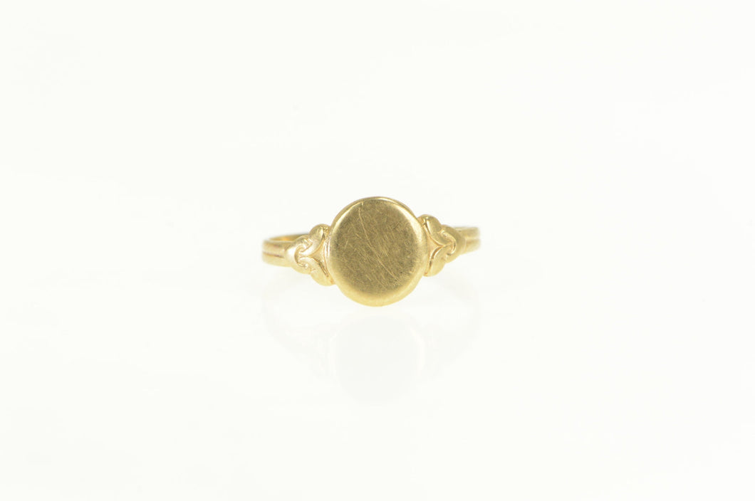 10K Victorian Oval Monogram Engravable Signet Ring Yellow Gold